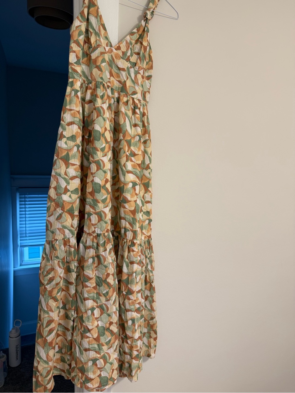 Abercrombie & Fitch Green Cream and Tan Patterned Midi Dress